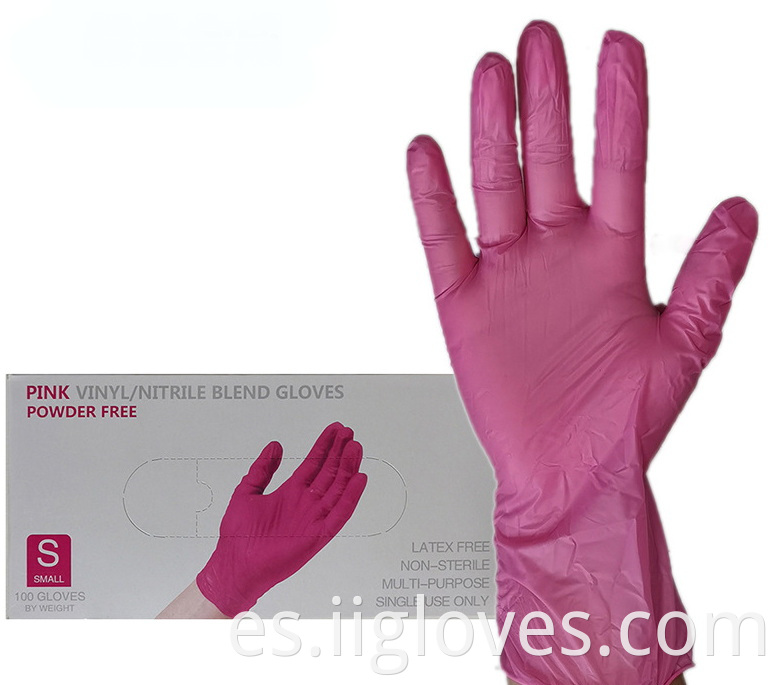 Ventas directas de fábrica Tatuaje de belleza desechable Beauty Pink Vinyl Nitrile Guantes mezclados